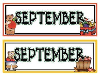 Calendar Headers for: September by Horner's Dugout | TpT