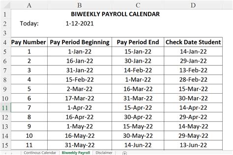 Bi Weekly Payment Schedule Shel Carolyn