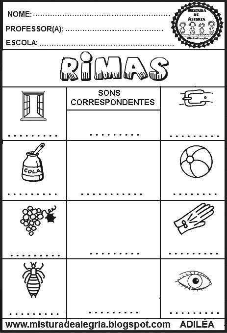 Alfabetiza O E Consci Ncia Fonol Gica Rimas Atividades Anos