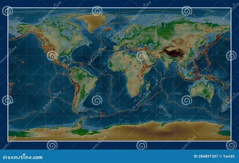 Volcanoes on the World Physical Map - 0 PM. Compact Miller Stock ...