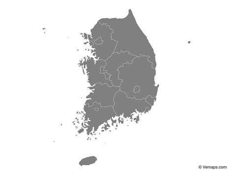 Grey Map Of South Korea With Provinces Free Vector Maps