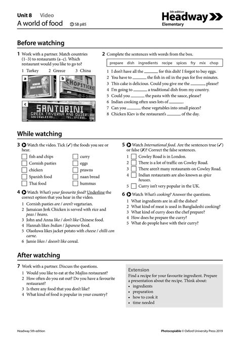 HW5e Elem Video Worksheet U08 Web Video Elementary 5th Edition