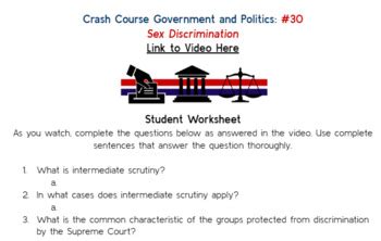 Crash Course Government And Politics Sex Discrimination Worksheet