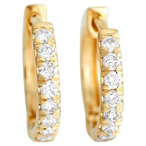 Lb Exclusive 14k Yellow Gold 079 Ct Diamond Hoop Earrings For Sale At