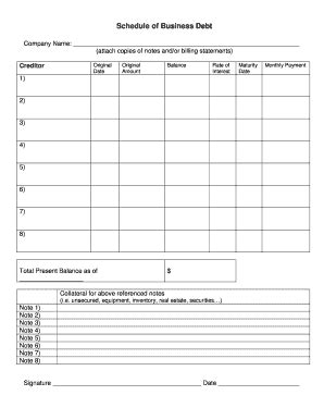 Fillable Online Schedule Of Business Debt Coastcc Fax Email Print