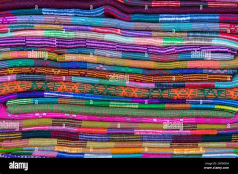 Bhutan, Thimphu. Traditional Bhutanese hand woven textiles Stock Photo ...