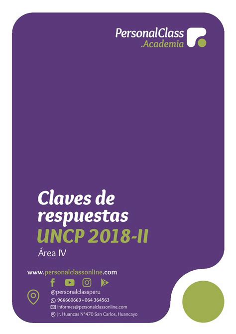 Pdf Claves De Respuestas Uncp 2018 Ii Dokumentips