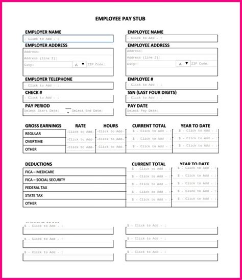 Blank Adp Check Stub Template Templates-2 : Resume Examples