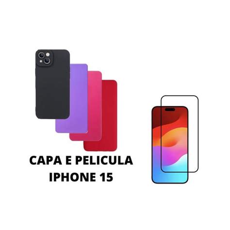 Capa De Silicone Aveludado Colorida E Pelicula 3D 9D Compativel Iphone