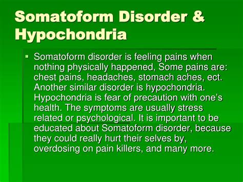 Ppt Somatoform Disorder Powerpoint Presentation Free Download Id 6262616