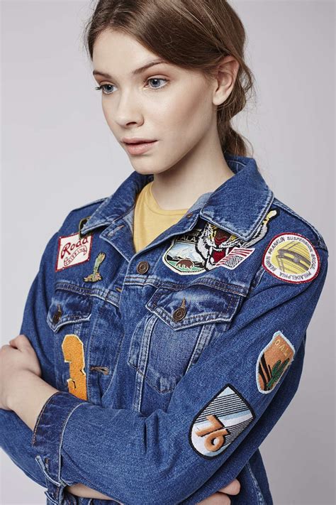 Moto Badged Oversized Jacket Jackets Oversized Jacket Denim Jacket Patches