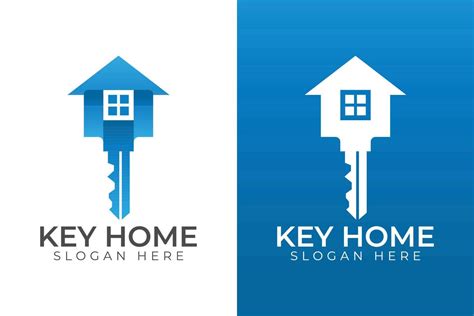 gradient key house, Key real estate home building logo design with two ...