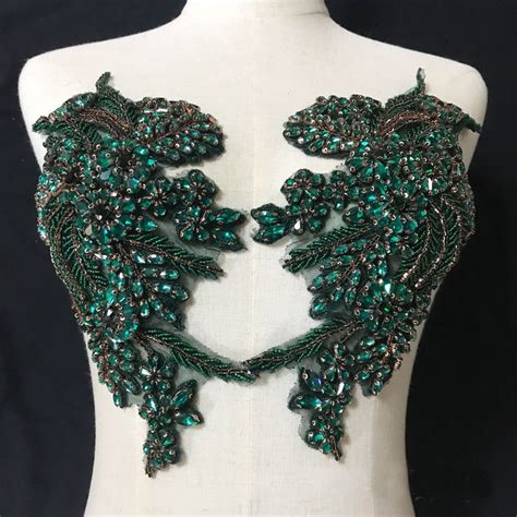 Bodice Rhinestone Applique Heavy Beads Diamante Lace Patch For Etsy