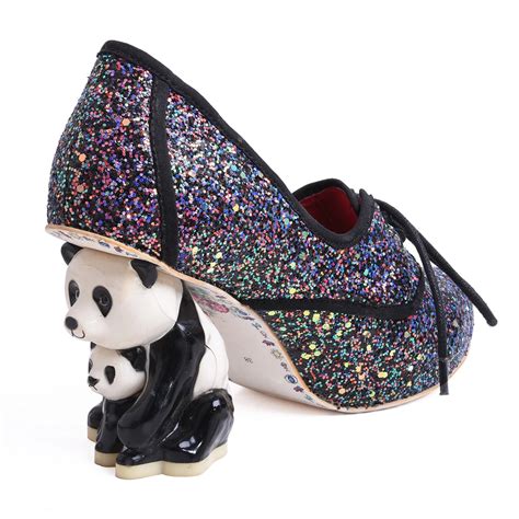 Personality Cute Stereo Panda Heels Sequins Pumps Mary Janes Platform