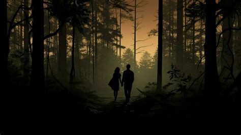 silhouette of two walking in tranquil forest 32946179 Stock Photo at ...