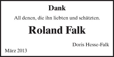 Traueranzeigen Von Roland Falk Vrm Trauer De