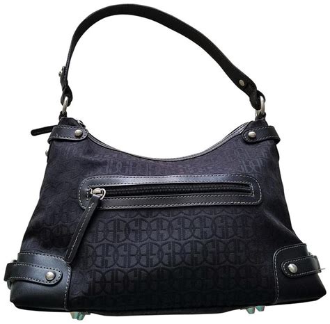 Giani Bernini Rn Black Fabric And Leather Hobo Bag Leather