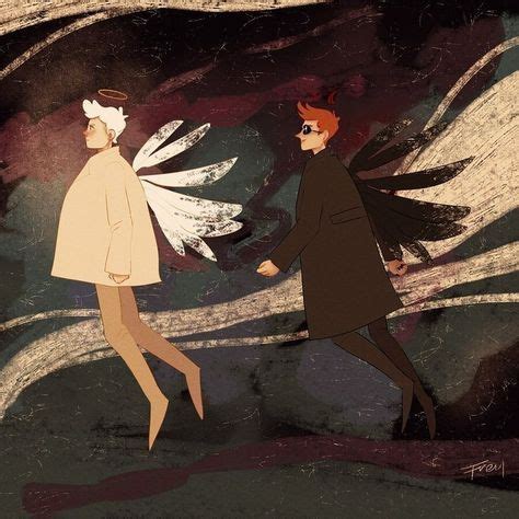 Crowley X Aziraphale Good Omens Book Cute Gay Character Art