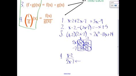 Algebra 2 Operations With Functions