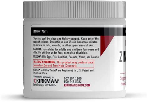 Kirkman Crema Tópica De Sulfato De Zinc 4 Fl Oz Absorción Rápida 10 Sulfato De Zinc