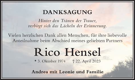 Traueranzeigen Von Rico Hensel Augsburger Allgemeine Zeitung