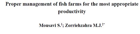 Proper Management Of Fish Farms For The Most Appropriate Productivity