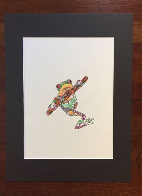 Zentangle Frog, Frog Art, Colored Frog, Hanging Frog, Colored Zentangle, Zentangle Art, Ink ...