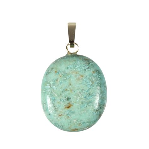 Chrysocolla Hanger Ovaal Met 14k Gouden Oogje Spiritual Garden