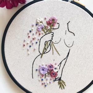 Naked Lady Embroidery Kit Needle Craft Kit Female Hoop Art Feminist Embroidery Floral