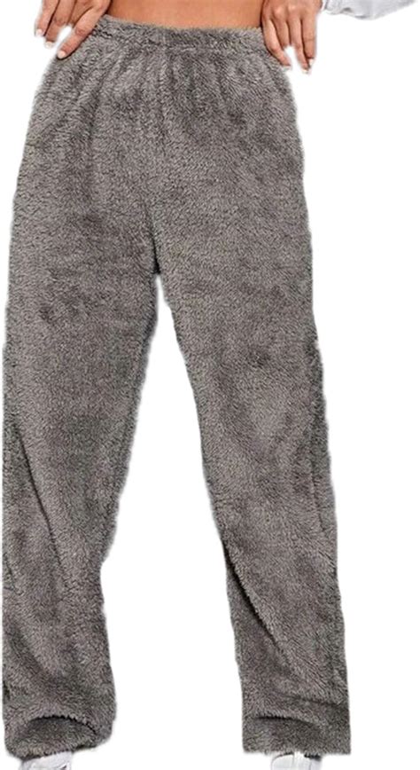 Women S Plush Fuzzy Pajama Pants Soft Lounge Pants Loose Fluffy