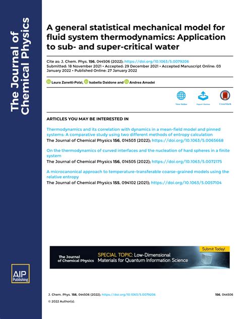 Pdf A General Statistical Mechanical Model For Fluid System