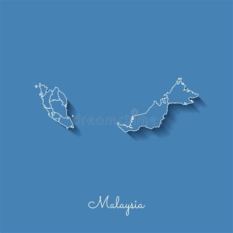 Malaysia Region Map: Grey Outline on White. Stock Vector - Illustration ...