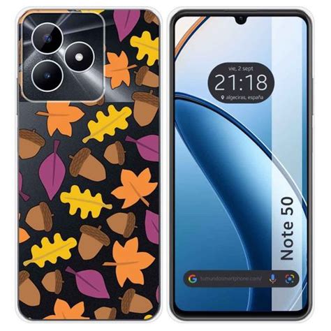 Funda Silicona Transparente Para Realme Note 50 Diseño Otoño Dibujos