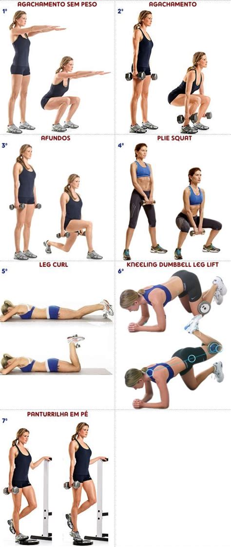 Musculacao net Treino de pernas feminino Exercícios halteres