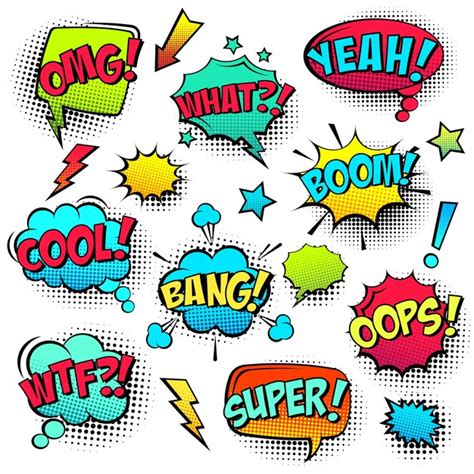 Premium Vector Comic Colored Speech Bubbles With Halftone Shadow And