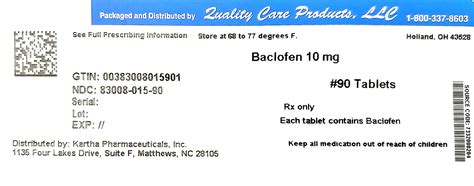 Baclofen Tablets Usp Rx Only