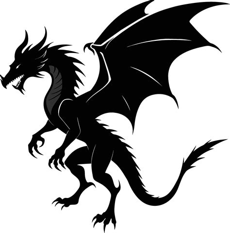 a black and white silhouette of a dragon 42729810 Vector Art at Vecteezy