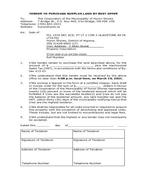 Fillable Online Form Tender To Purchase Fax Email Print Pdffiller