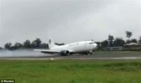 Trigana Air Service Plane Skids Almost A Mile On Indonesian Airport