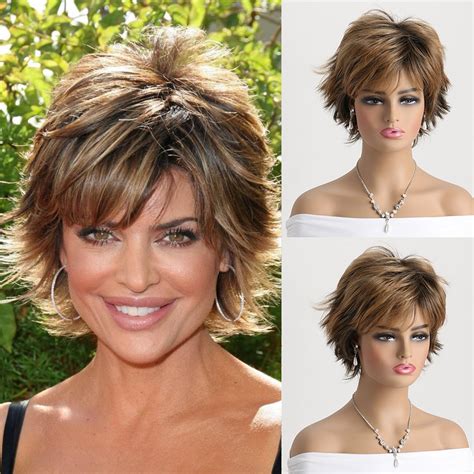 Amazon LEOSA Short Ombre Blonde Pixie Cut Layered Bob Wigs With