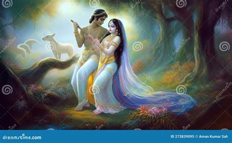 Lord Radha Krishna Are Known For Their Divine Love And Devotion Towards Each Other Stock