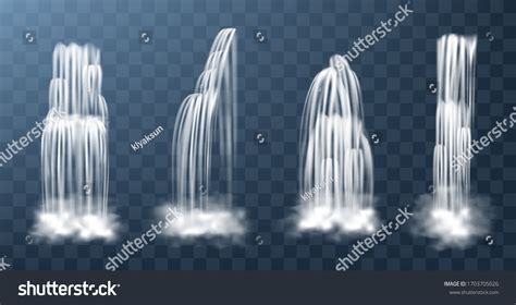 Waterfalls Isolated On Transparent Background Vector Stock Vector