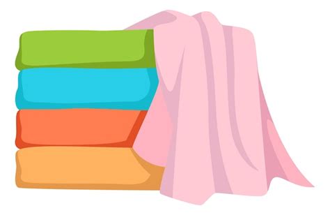 Premium Vector Color Clothes Stack Folded Towels Cartoon Icon