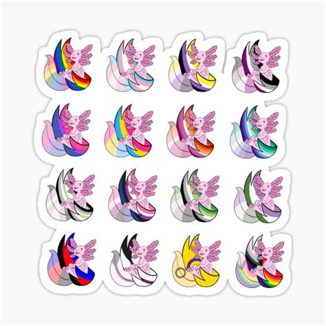 Pride Alotl Sticker Sheet Sticker For Sale By MushieCritter Redbubble