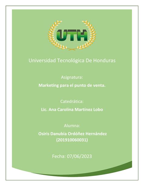 Tarea MD2 MKT Punto DE Venta Universidad TecnolÛgica De Honduras