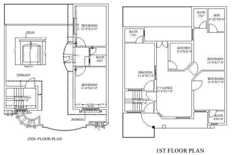 1st And 2nd Floor Layout Plan Of The House In Autocad 2d Drawing Cad