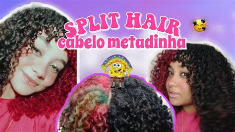 DESCOLORINDO E PINTANDO O CABELO SOZINHA CABELO METADINHA SPLIT HAIR