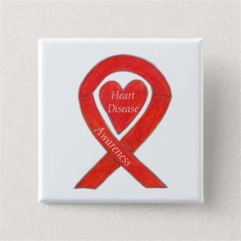 Heart Disease Awareness Red Heart Ribbon Pin | Zazzle