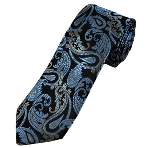 Tresanti Celeste Black Blue Silver Grey Paisley Pattern Men S Silk