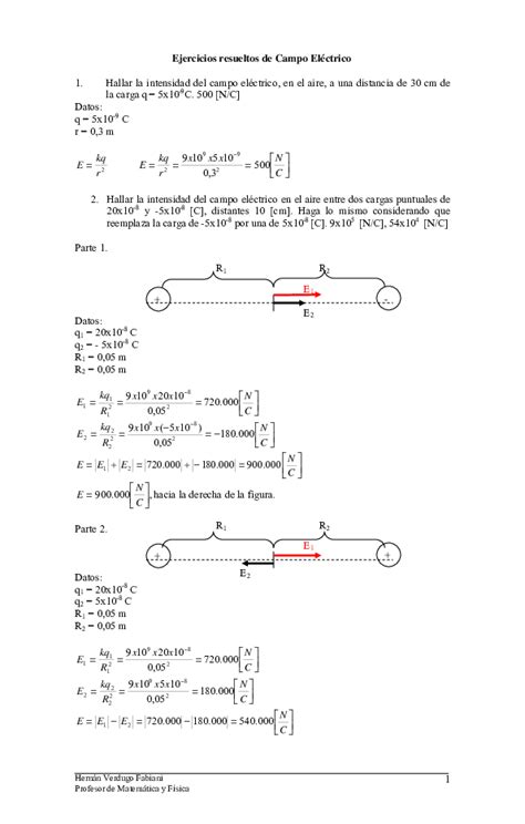 Pdf Ejercicios Resueltos De Campo Eléctrico